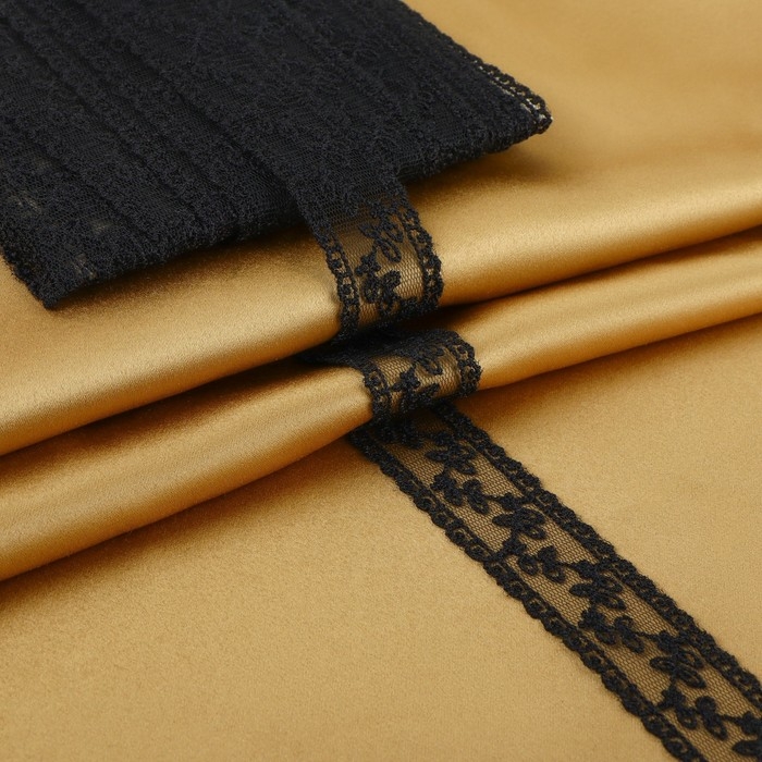 Кружево на сетке, 30 мм × 9 ± 0,5 м, цвет чёрный Кружево на сетке, 30 мм × 9 ± 0,5 м, цвет чёрный