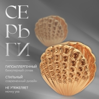 Серьги металл &laquo;Аккорд&raquo; ракушка, лучи, цвет золото