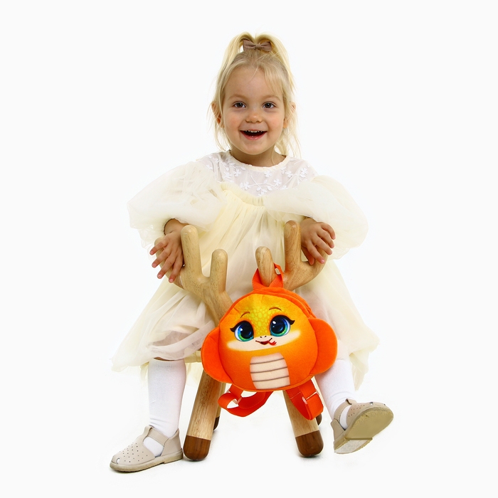 Новый год! Рюкзак детский новогодний «Смешная змейка», плюшевый, цвет оранжевый Новый год! Рюкзак детский новогодний «Смешная змейка», плюшевый, цвет оранжевый