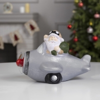 Светодиодная фигура &laquo;Дед Мороз в самолёте&raquo; 17 &times; 17 &times; 22 см, полистоун, батарейки АААх2 (не в комплекте), свечение красное