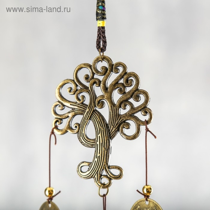 Музыка ветра металл "Дерево" 3 колокольчика, 3 монеты 45 см