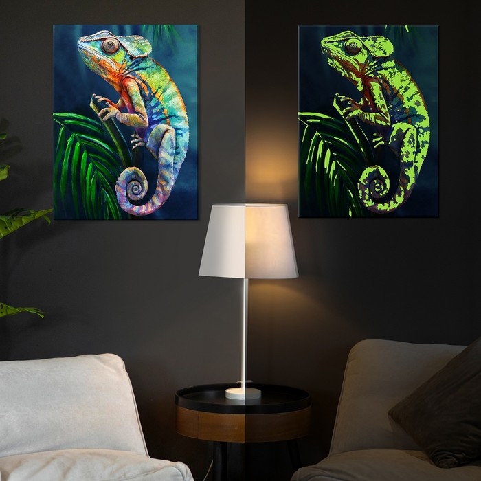 Картина по номерам со светящейся краской, 40 &times; 50 см &laquo;Хамелеон&raquo; 26 цветов