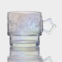 Набор кружек стеклянных &laquo;Космос&raquo;, 4 предмета: 300/300/250/300 мл, цвет перламутровый