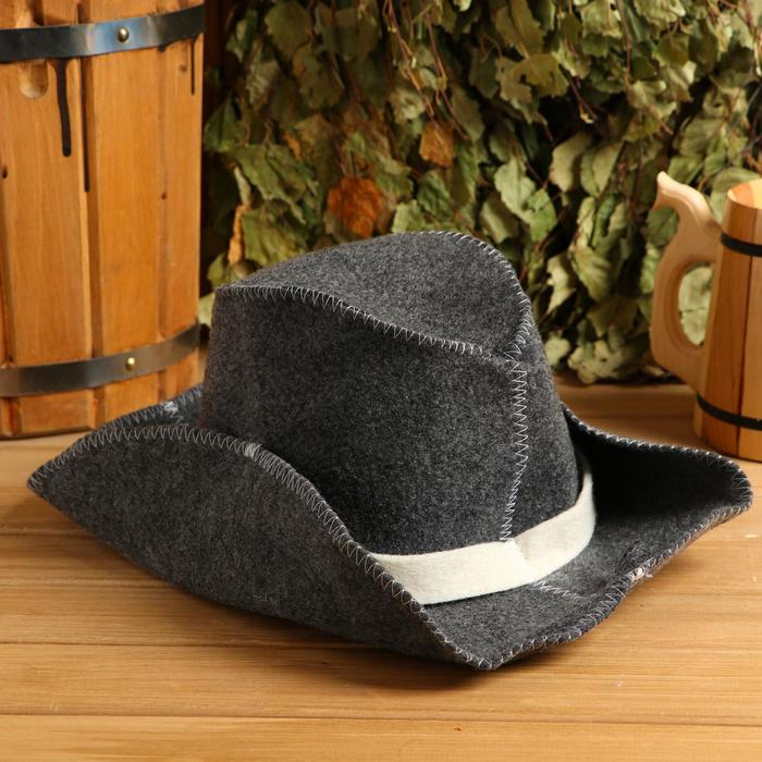 Шапка для бани Шапка для бани "Ковбойская", войлок, серая