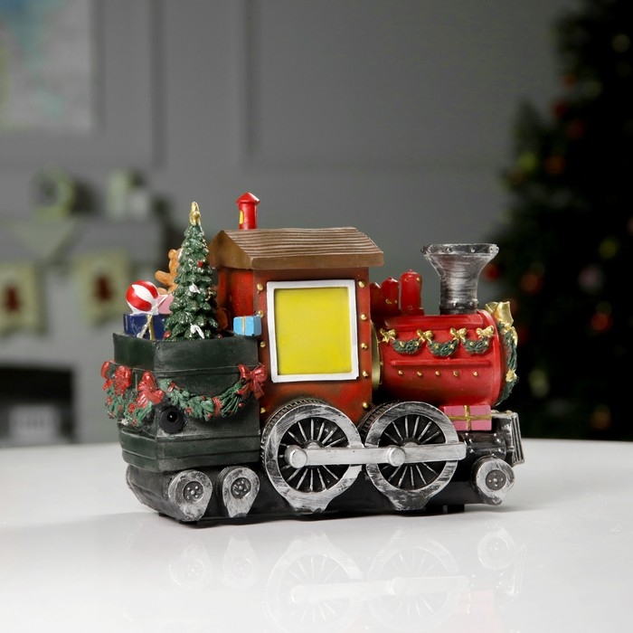 Светодиодная фигура &laquo;Паровоз с Дедом Морозом&raquo; 26.5 &times; 19.5 &times; 12.5 см, полистоун, батарейки ААх3 (не в комплекте), USB, свечение мульти