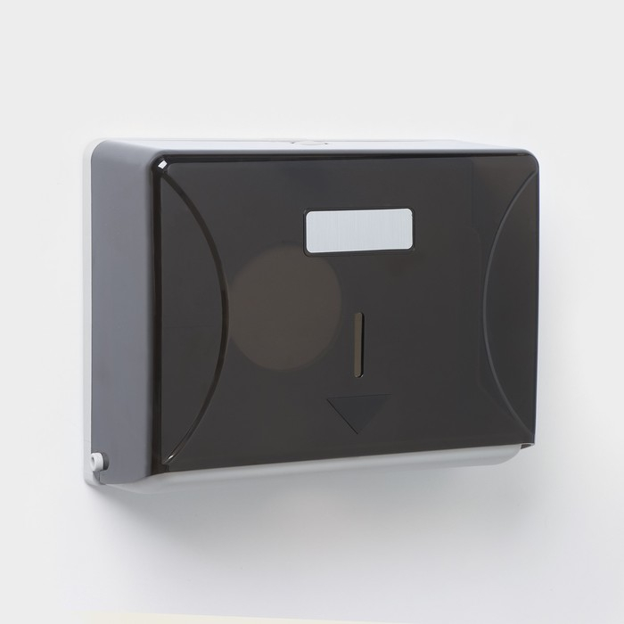 Диспенсер бумажных полотенец в листах, пластиковый, 27&times;20&times;10 см, цвет серый