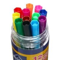 Фломастеры 12 цветов, в тубусе, полоски,"Мишка/Киска", желтый