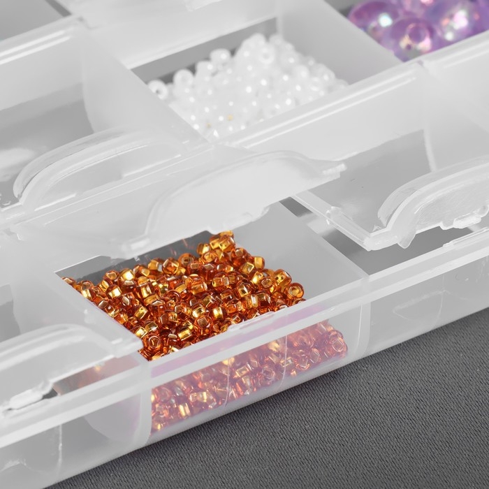 Органайзер для рукоделия, 21 отделение, 21,5 &times; 10,5 &times; 1,9 см, цвет прозрачный