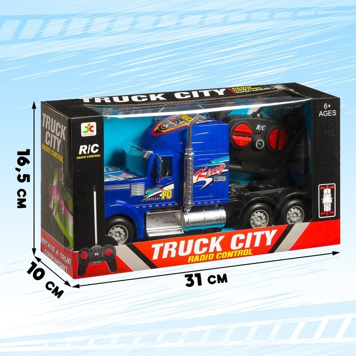 Грузовик радиоуправляемый «Тягач», работает от батареек цвет синий Грузовик радиоуправляемый «Тягач», работает от батареек цвет синий