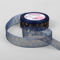 Лента капроновая с тиснением «Звёзды», 25 мм × 23 ± 1 м, цвет тёмно-синий/золотой Лента капроновая с тиснением «Звёзды», 25 мм × 23 ± 1 м, цвет тёмно-синий/золотой