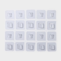 Крючки держатели двойные самоклеящиеся, набор 10 пар, 5,7&times;5,7&times;1см, цвет прозрачный