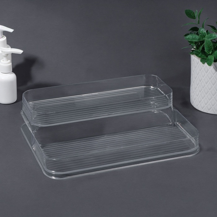 Органайзер для хранения, 2 секции, 26,5 &times; 20,5 &times; 6,6 см, цвет прозрачный