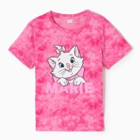 Футболка для девочки "Marie", Коты аристократы, &laquo;Тай-дай&raquo;, рост 122-128 см, цвет розовый