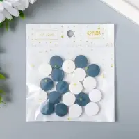 Бусины для творчества дерево "Плоский круг" набор 20 шт белый, серо-синий 0,4х1,5х1,5 см