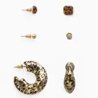 Набор серьги "Леопард" кольцо, цветной в золоте