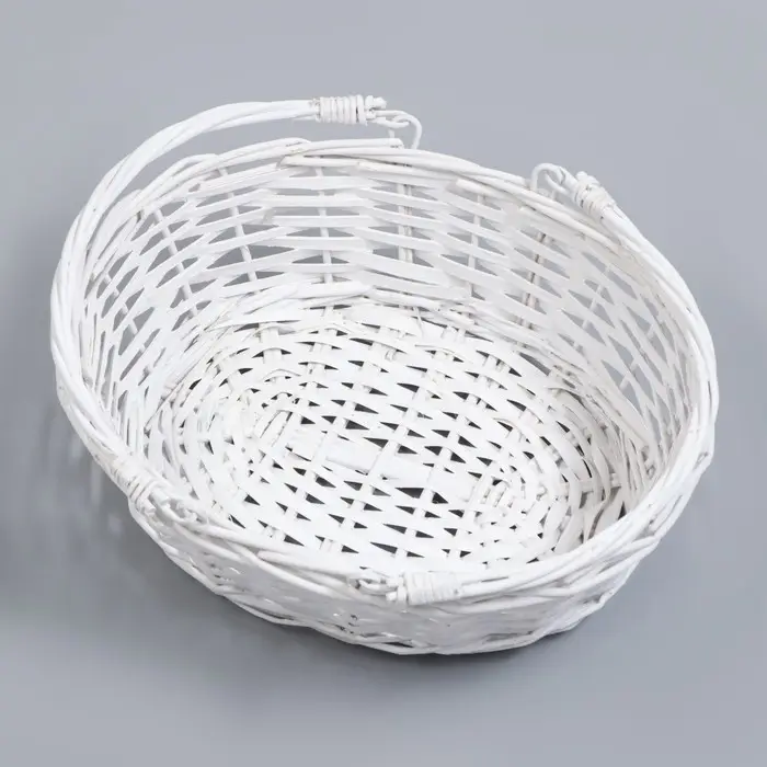 Корзина плетеная с подвижными ручками, 33 х 26 х 11см, белая