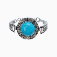 Браслет ассорти &laquo;Бирюзовый мир&raquo; круг, цвет голубой в серебре, L=19 см