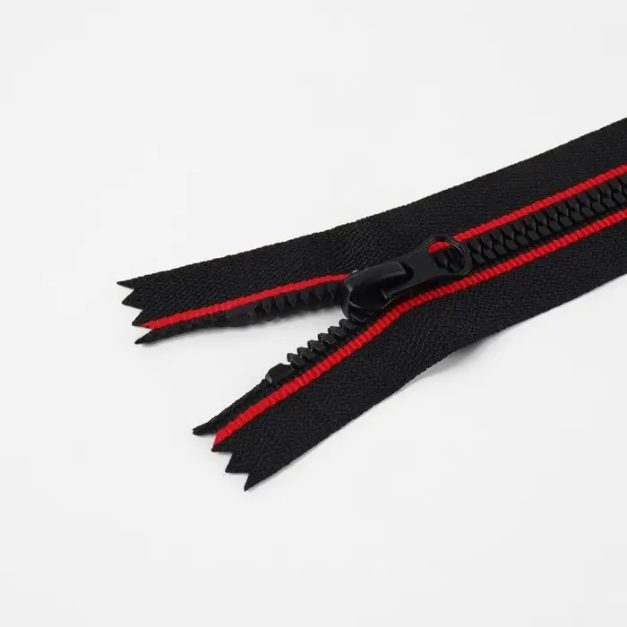 Молния &laquo;Трактор&raquo;, №5, неразъёмная, замок автомат, 18 см, чёрная, красная