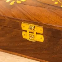 Шкатулка "Глу" 18х12,8х8 см, дерево шишам, латунь