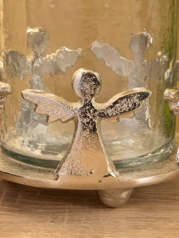 Подсвечник со стеклом "Ангелочки" алюминий 11х11х11 см