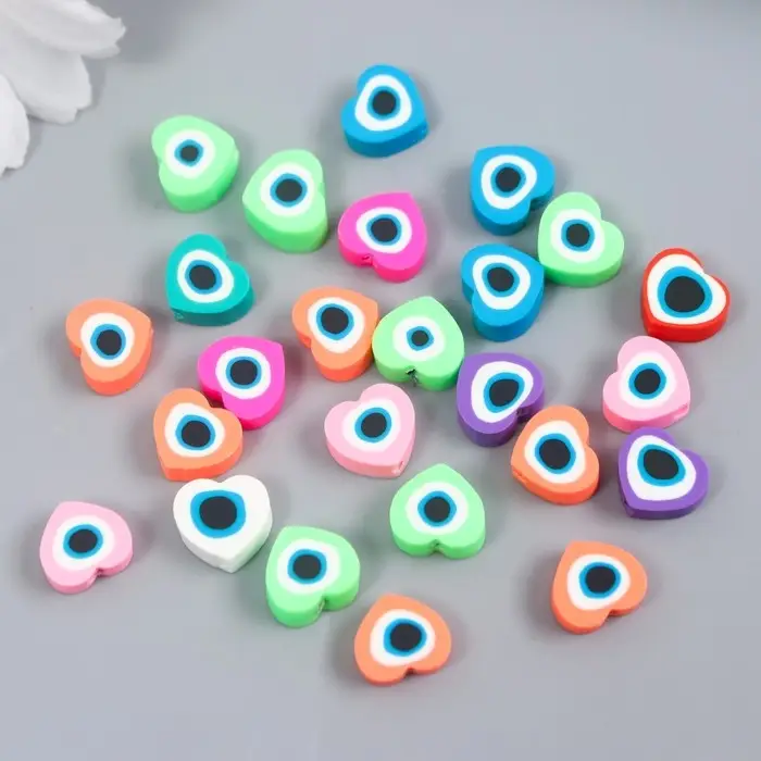 Набор бусин для рукоделия и плетения &laquo;Арт Узор. Сердечки от сглаза&raquo;, 25 шт., цветные, PVC, 0.5&times;1&times;1.1 см