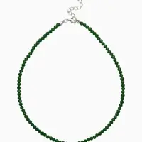 Чокер из бисера &laquo;Хрусталь&raquo;, травяной в серебре, 37 см + 5 см доп, цепочка