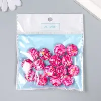 Бусины для творчества пластик "Мраморные. Фуксия" набор 15 шт 1,7х1,7х1 см