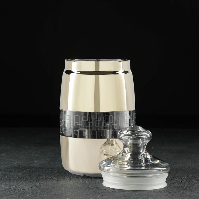 Банка для сыпучих продуктов &laquo;Геометрия&raquo;, 1,1 л, с гравировкой и напылением, цвет напыления золотой