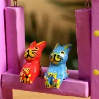 Сувенир &laquo;Зайки на качелях&raquo;, 11&times;5.4&times;14.4 см, дерево, сиреневый