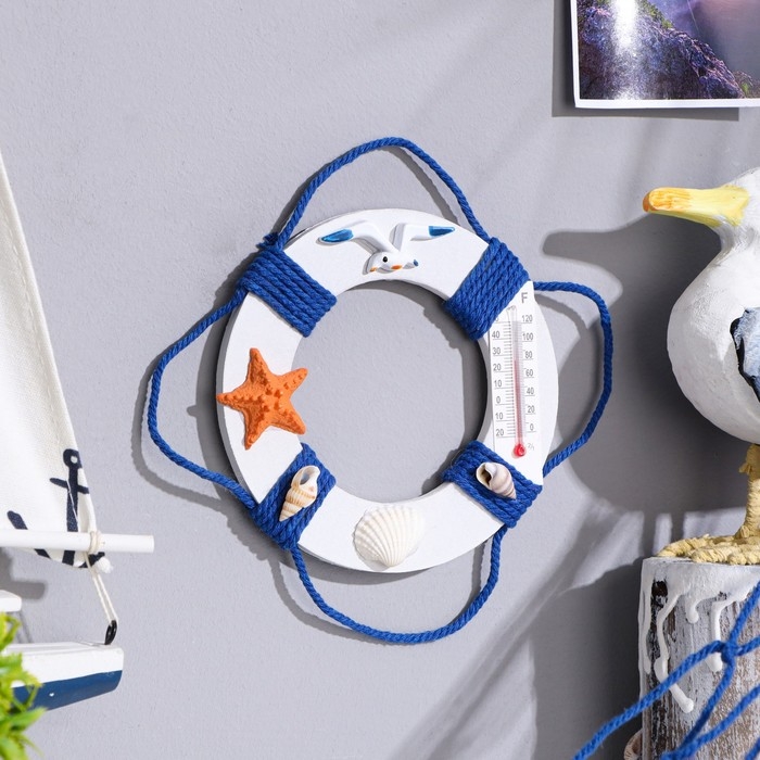 Интерьерный сувенир "Спасательный круг" с термометром 10*10см