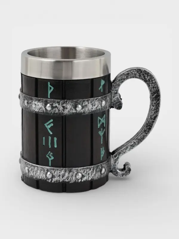 Кружка средневековая &laquo;Руны&raquo;, 400 мл, нержавеющая сталь, чёрная
