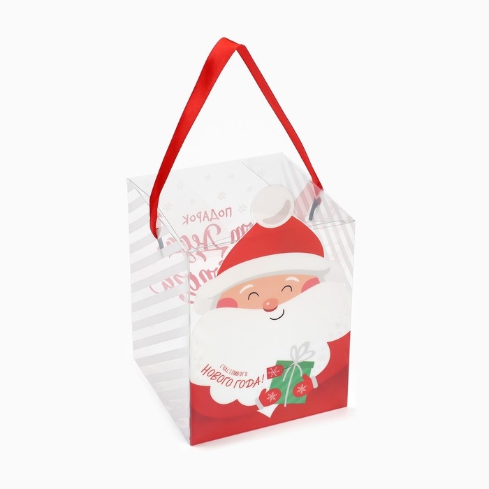 Коробка подарочная новогодняя складная ПВХ, &laquo;Подарок от Деда Мороза&raquo;, 12 х 15 х 12 см, Новый год