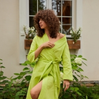 Халат вафельный женский удлинённый Экономь и Я размер 42-44, цвет салатовый, 100% хлопок, 200г/м2 Халат вафельный женский удлинённый Экономь и Я размер 42-44, цвет салатовый, 100% хлопок, 200г/м2