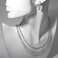 Набор 2 предмета: серьги, колье &laquo;Водопад&raquo; три нити, цвет белый в серебре, 44 см