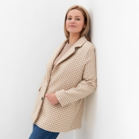 Пиджак женский, цвет светло-бежевый, гусиная лапка, размер 52