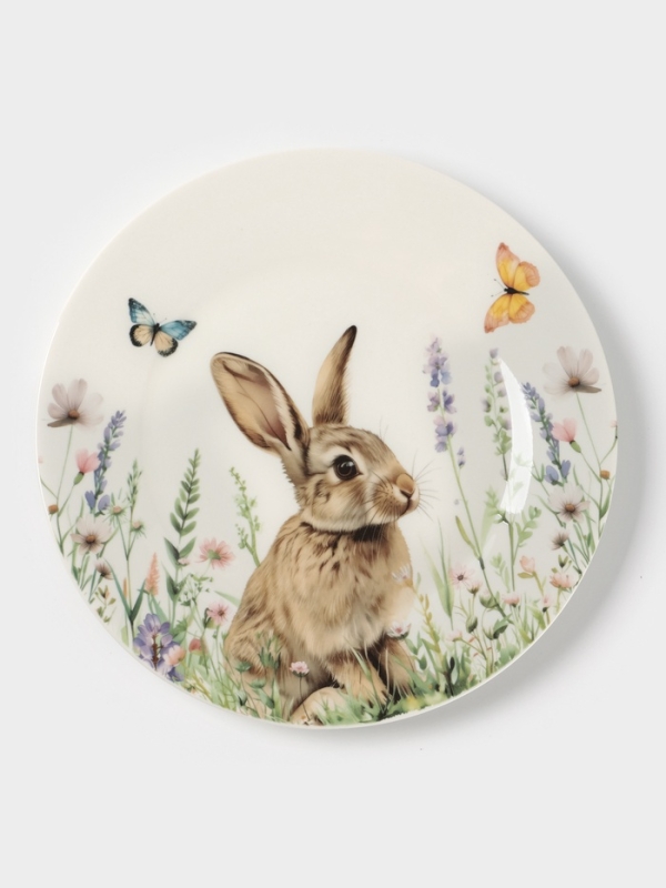 Тарелка обеденная Доляна "Зайка" цвет белый  25,5х2,5 см