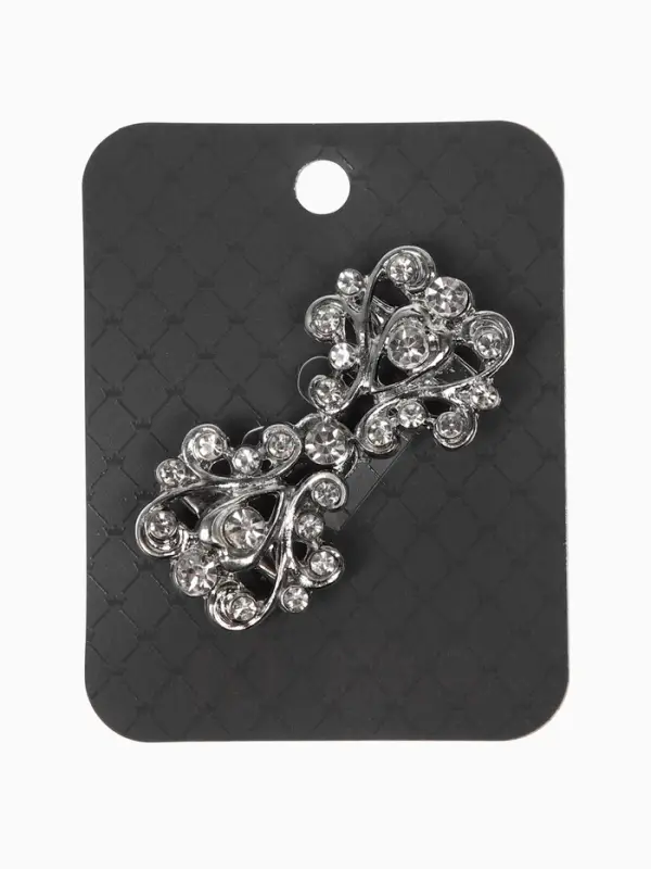 Зажим для кардигана "Ажур", завитки, цвет белый в серебре