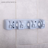 Держатель для уборочного инвентаря с крючками Доляна, 26&times;6&times;10 см, серый
