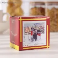 Набор для специй &laquo;Стиль&raquo;, 3 шт: сахарница с ложкой 80 мл, солонка и перечница 50 мл, подставка-салфетница