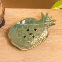 Мыльница "Ананас" керамика, цв. зелёно-коричневый, 13,5х9х2 см