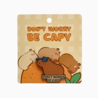 Значок «Капибара» не волнуйся, оранжевый в чёрном металле Значок «Капибара» не волнуйся, оранжевый в чёрном металле