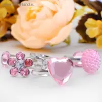 Кольцо детские Выбражулька &laquo;Романтика&raquo;, бело-розовое в серебре, фасовка 36 шт.