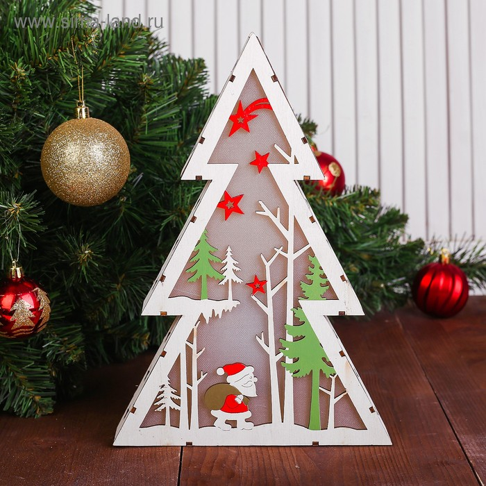 Декор с подсветкой «Большая ёлка», батарейки AAх2 (нет в комплекте), свечение желтое Декор с подсветкой «Большая ёлка», батарейки AAх2 (нет в комплекте), свечение желтое