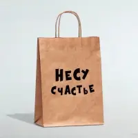 Пакет подарочный &laquo;Несу счастье&raquo;, крафт, 24 х 14 х 28 см, 1 шт.