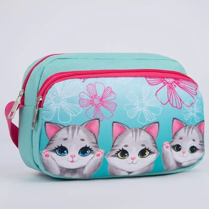 Сумка детская текстильная &laquo;Котята&raquo;, 2 кармана, 22&times;14&times;6 см