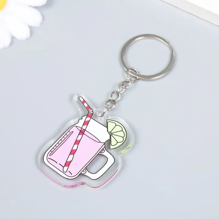 Брелок акрил "Лимонад в кружке/стакане" МИКС 4,5х4,7 см