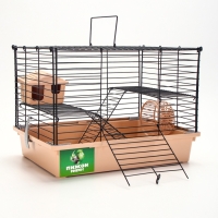 Клетка для грызунов "Пижон" складная, 38 х 27 х 27 (домик, миска, колесо) бежевая