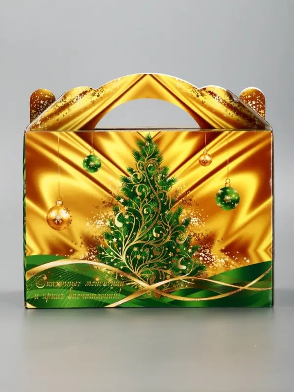 Подарочная новогодняя коробка &laquo;Праздничный шелк&raquo; в зеленом, 25&times;12&times;24 см