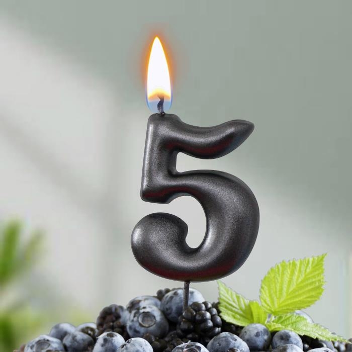 Свеча в торт "Мокрый асфальт", цифра 5