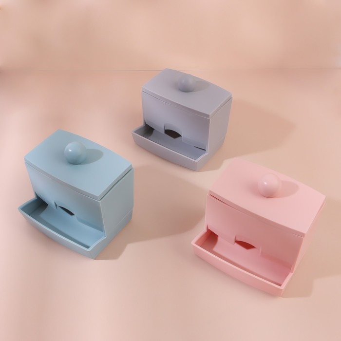 Органайзер для ватных палочек, с крышкой, 9 × 6,5 × 7,5 см, цвет МИКС Органайзер для ватных палочек, с крышкой, 9 × 6,5 × 7,5 см, цвет МИКС